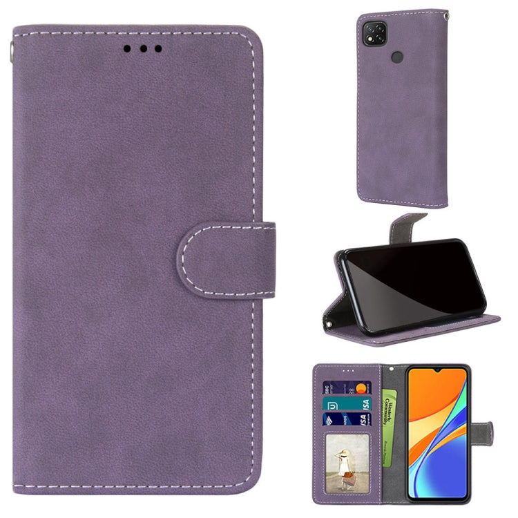 For Xiaomi Redmi 9C Retro Frosted Horizontal Flip PU Leather Case with Holder & Card Slots & Wallet & Photo Frame