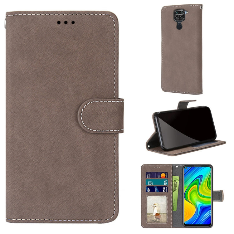 For Xiaomi Redmi Note 9 / 10X 4G Retro Frosted Horizontal Flip PU Leather Case with Holder & Card Slots & Wallet & Photo Frame