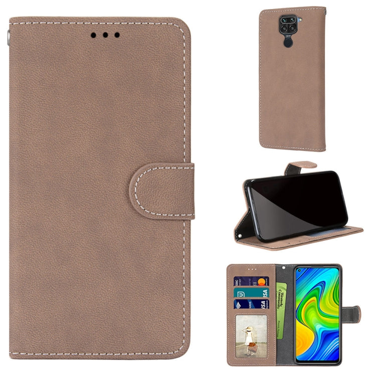 For Xiaomi Redmi Note 9 / 10X 4G Retro Frosted Horizontal Flip PU Leather Case with Holder & Card Slots & Wallet & Photo Frame