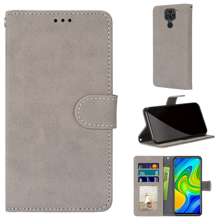 For Xiaomi Redmi Note 9 / 10X 4G Retro Frosted Horizontal Flip PU Leather Case with Holder & Card Slots & Wallet & Photo Frame