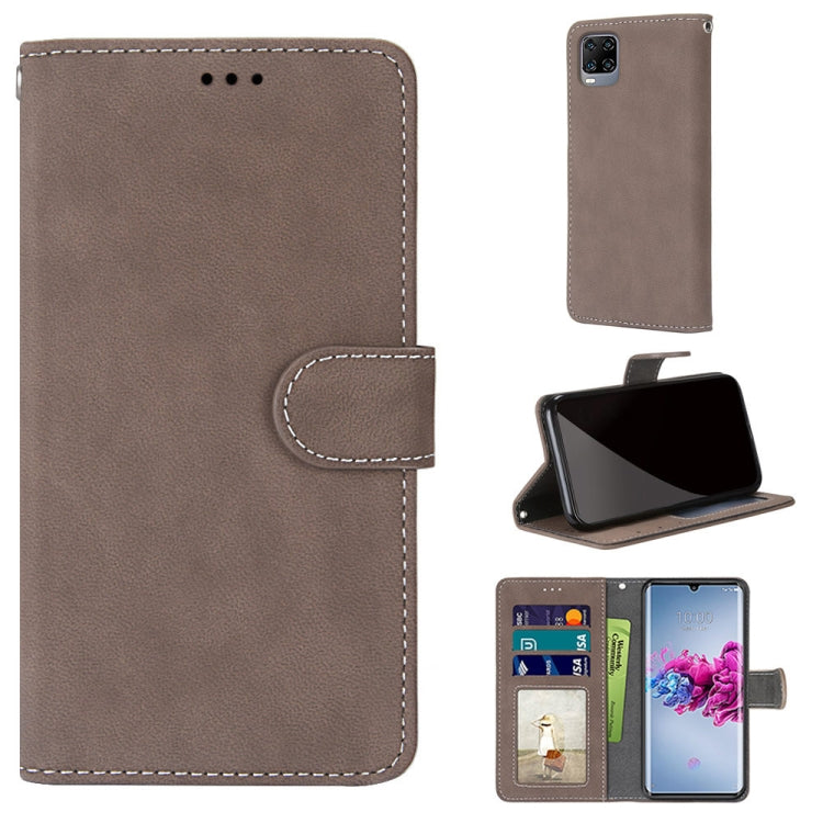 For ZTE Axon 11 5G Retro Frosted Horizontal Flip PU Leather Case with Holder & Card Slots & Wallet & Photo Frame
