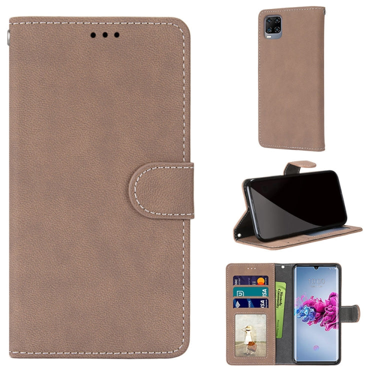 For ZTE Axon 11 5G Retro Frosted Horizontal Flip PU Leather Case with Holder & Card Slots & Wallet & Photo Frame