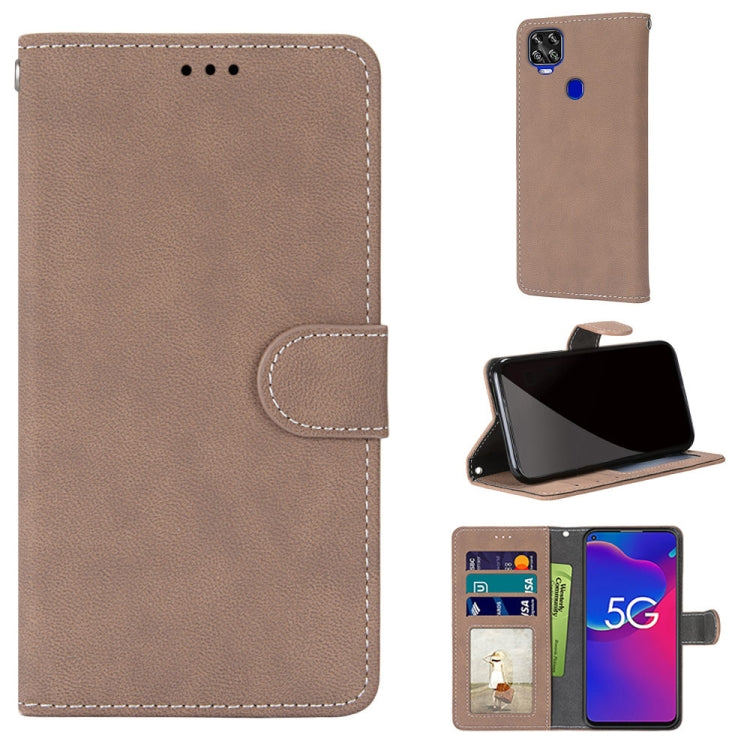 For ZTE Axon 11 SE 5G Retro Frosted Horizontal Flip PU Leather Case with Holder & Card Slots & Wallet & Photo Frame