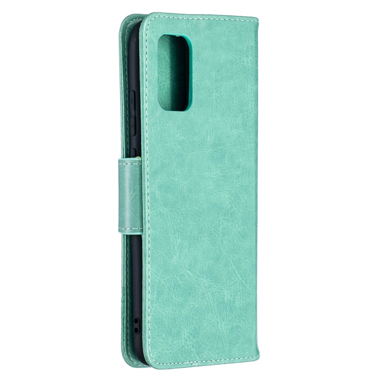 For Samsung Galaxy A02s (EU Version) Embossing Two Butterflies Pattern Horizontal Flip PU Leather Case with Holder & Card Slot & Wallet & Lanyard