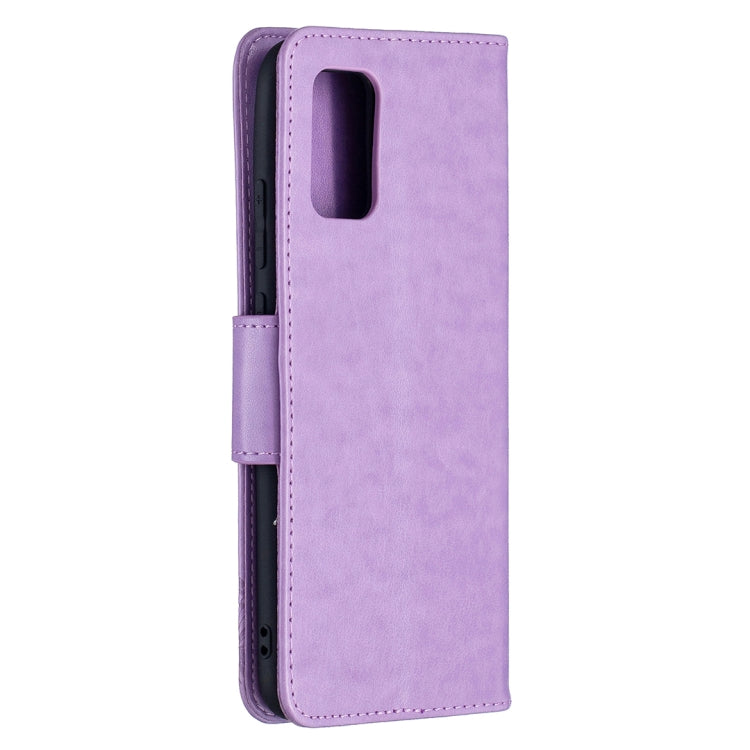 For Samsung Galaxy A02s (EU Version) Embossing Two Butterflies Pattern Horizontal Flip PU Leather Case with Holder & Card Slot & Wallet & Lanyard