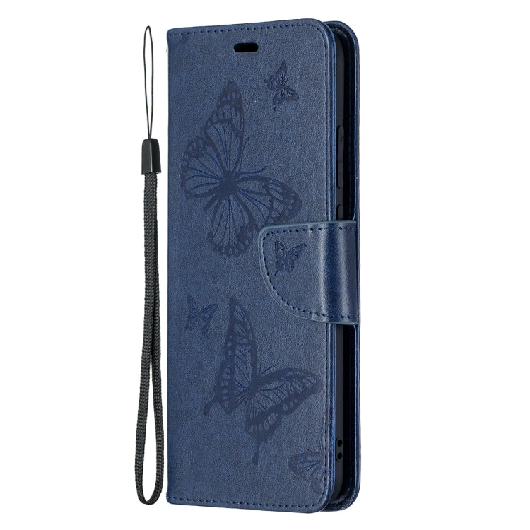 For Samsung Galaxy A02s (EU Version) Embossing Two Butterflies Pattern Horizontal Flip PU Leather Case with Holder & Card Slot & Wallet & Lanyard