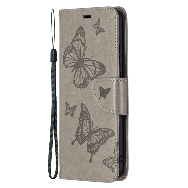 For Samsung Galaxy A02s (EU Version) Embossing Two Butterflies Pattern Horizontal Flip PU Leather Case with Holder & Card Slot & Wallet & Lanyard