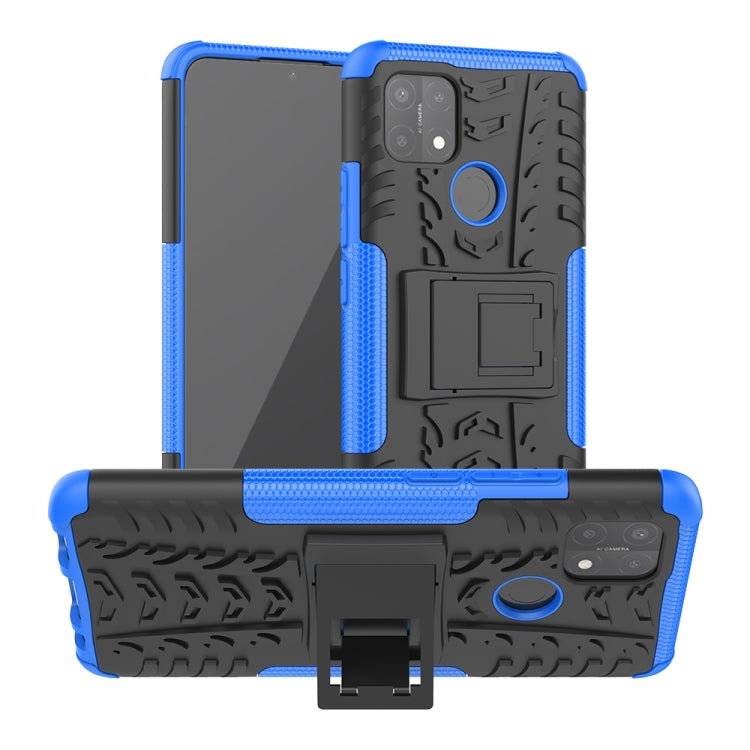 For OPPO A15 Tire Texture Shockproof TPU+PC Protective Case with Holder
