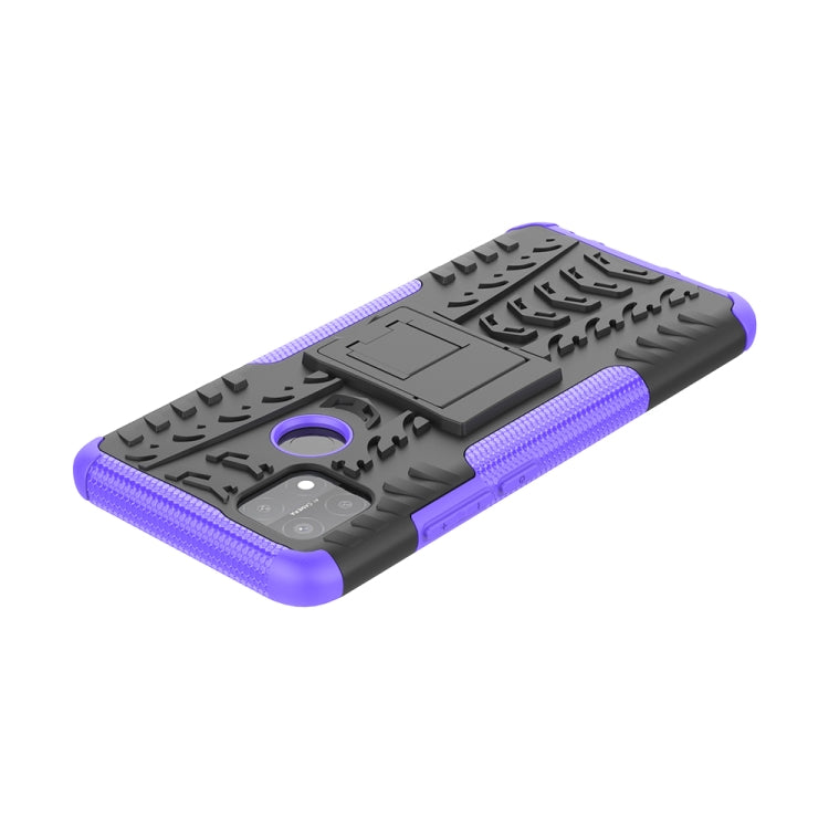 For OPPO A15 Tire Texture Shockproof TPU+PC Protective Case with Holder