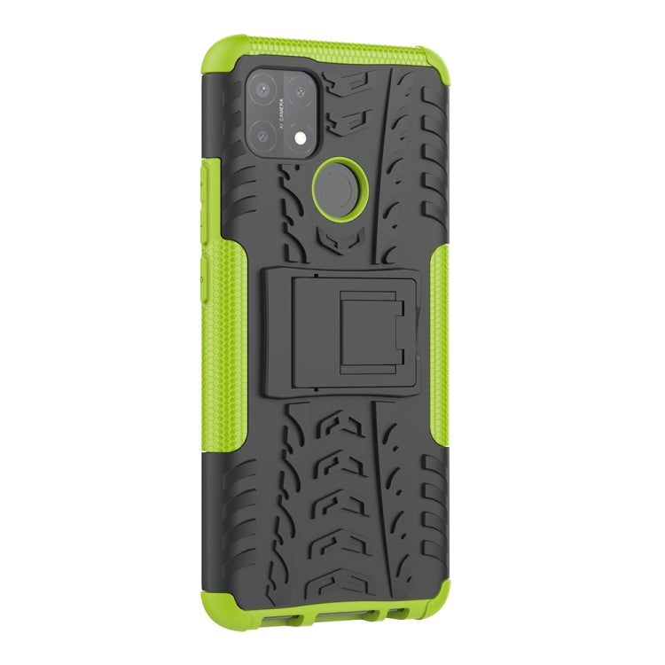 For OPPO A15 Tire Texture Shockproof TPU+PC Protective Case with Holder