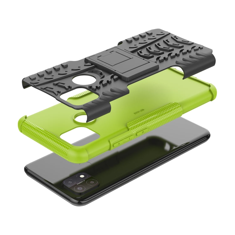 For OPPO A15 Tire Texture Shockproof TPU+PC Protective Case with Holder