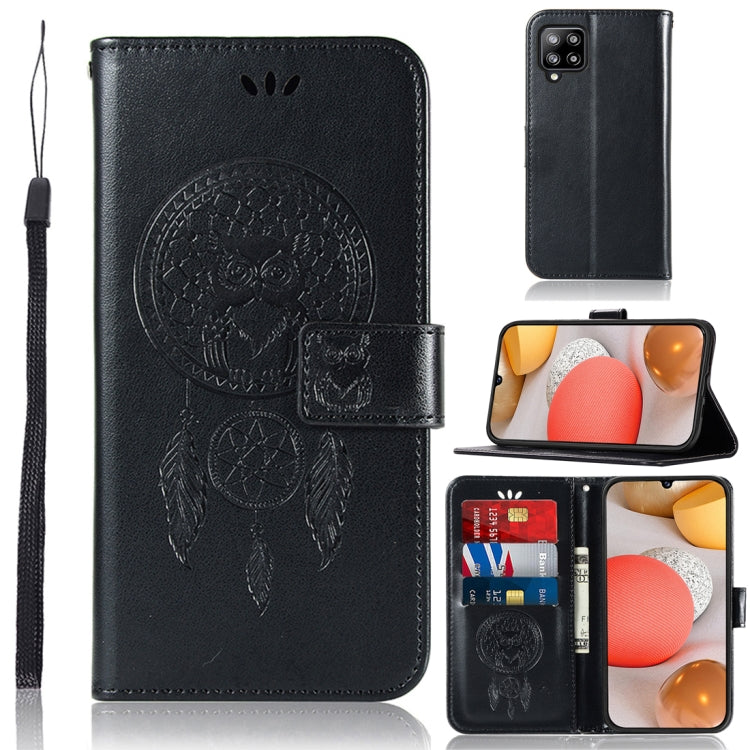 For Samsung Galaxy A12 Wind Chime Owl Embossing Pattern Horizontal Flip Leather Case, with Holder & Card Slots & Wallet