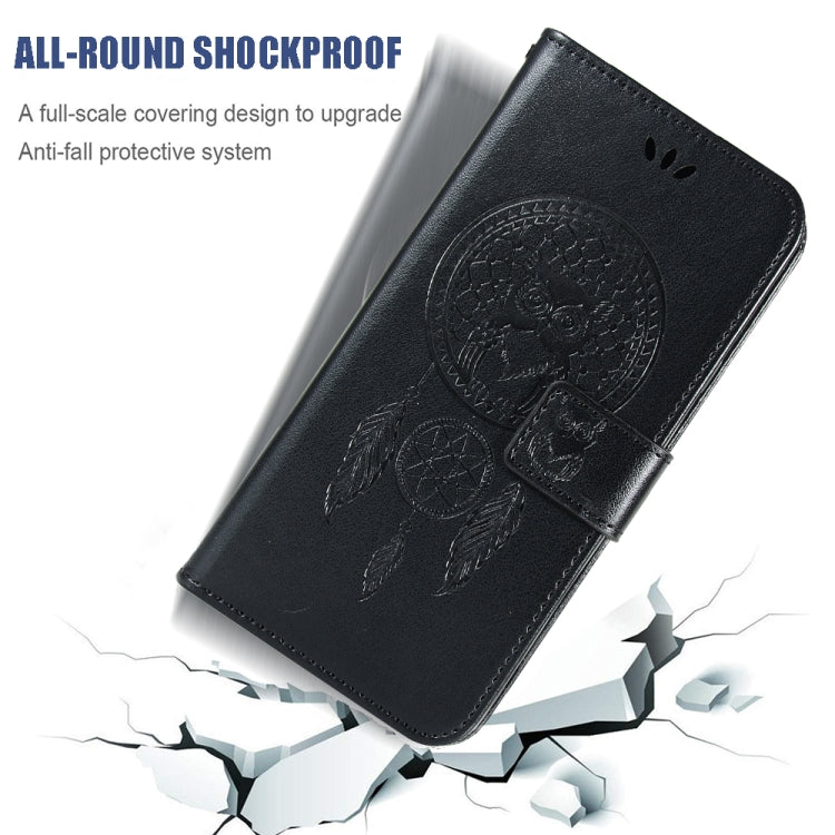 For Samsung Galaxy A12 Wind Chime Owl Embossing Pattern Horizontal Flip Leather Case, with Holder & Card Slots & Wallet