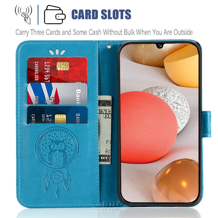 For Samsung Galaxy A12 Wind Chime Owl Embossing Pattern Horizontal Flip Leather Case, with Holder & Card Slots & Wallet