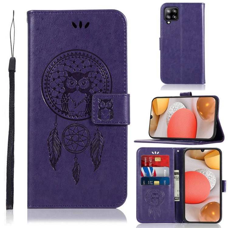 For Samsung Galaxy A12 Wind Chime Owl Embossing Pattern Horizontal Flip Leather Case, with Holder & Card Slots & Wallet