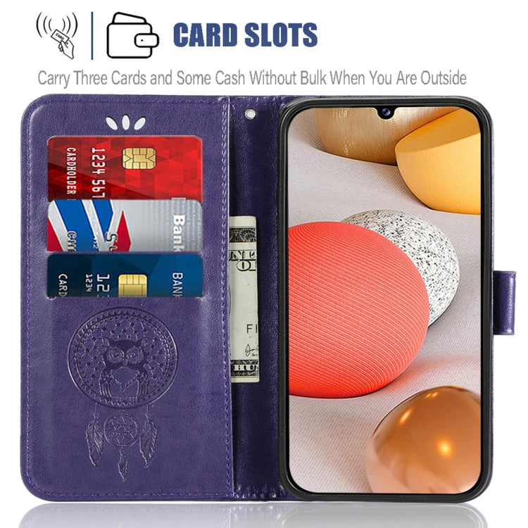For Samsung Galaxy A12 Wind Chime Owl Embossing Pattern Horizontal Flip Leather Case, with Holder & Card Slots & Wallet
