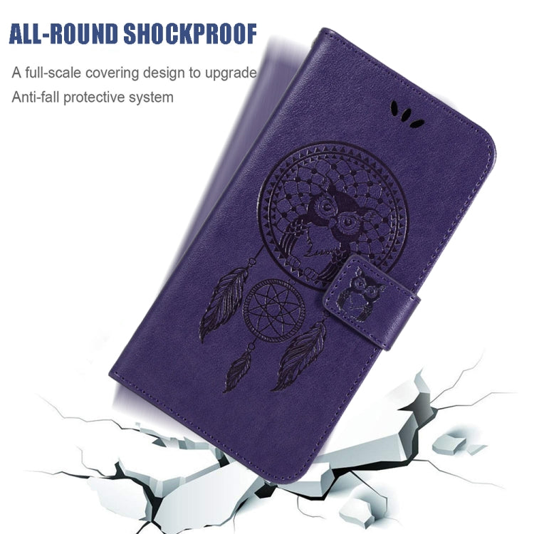 For Samsung Galaxy A12 Wind Chime Owl Embossing Pattern Horizontal Flip Leather Case, with Holder & Card Slots & Wallet
