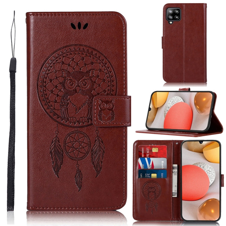 For Samsung Galaxy A12 Wind Chime Owl Embossing Pattern Horizontal Flip Leather Case, with Holder & Card Slots & Wallet