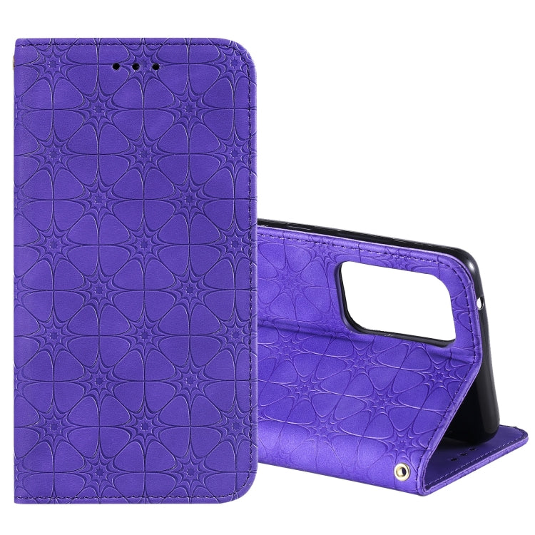 For Samsung Galaxy A52 5G / 4G Lucky Flowers Embossing Pattern Magnetic Horizontal Flip Leather Case with Holder & Card Slots
