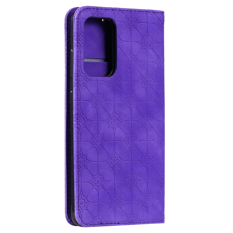 For Samsung Galaxy A52 5G / 4G Lucky Flowers Embossing Pattern Magnetic Horizontal Flip Leather Case with Holder & Card Slots