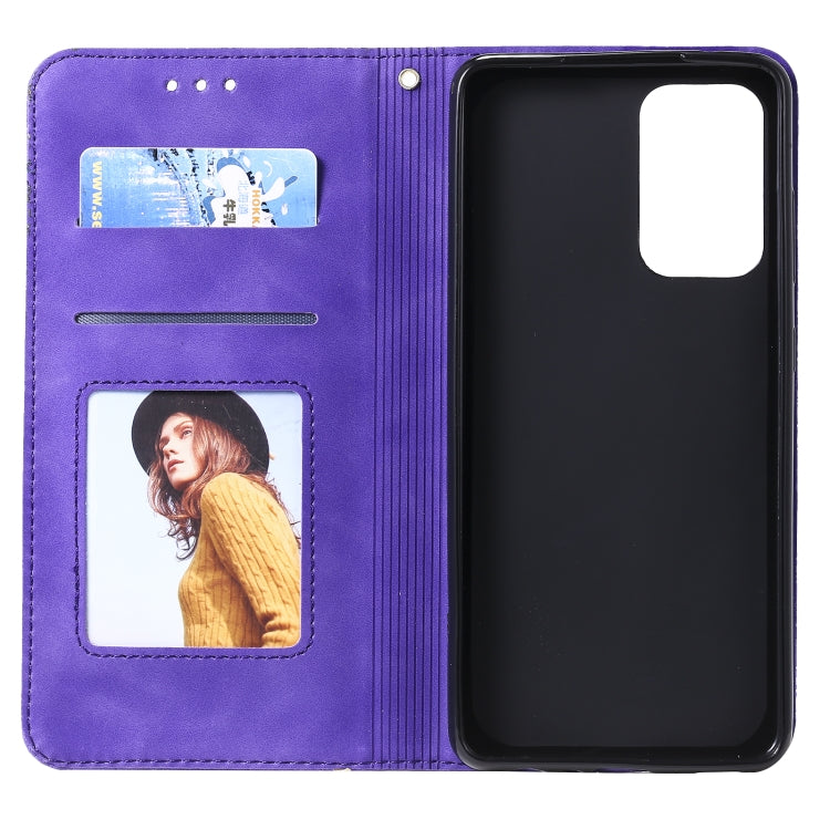 For Samsung Galaxy A52 5G / 4G Lucky Flowers Embossing Pattern Magnetic Horizontal Flip Leather Case with Holder & Card Slots