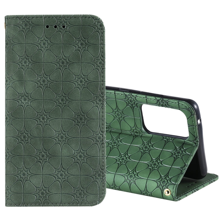 For Samsung Galaxy A52 5G / 4G Lucky Flowers Embossing Pattern Magnetic Horizontal Flip Leather Case with Holder & Card Slots