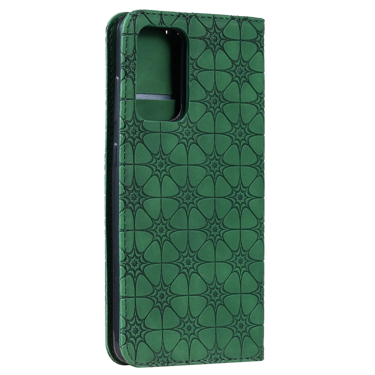 For Samsung Galaxy A52 5G / 4G Lucky Flowers Embossing Pattern Magnetic Horizontal Flip Leather Case with Holder & Card Slots