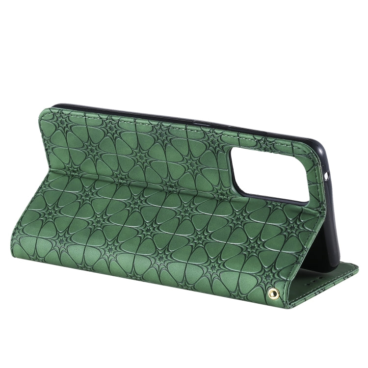 For Samsung Galaxy A52 5G / 4G Lucky Flowers Embossing Pattern Magnetic Horizontal Flip Leather Case with Holder & Card Slots