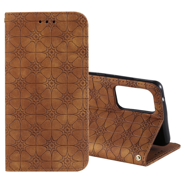 For Samsung Galaxy A52 5G / 4G Lucky Flowers Embossing Pattern Magnetic Horizontal Flip Leather Case with Holder & Card Slots