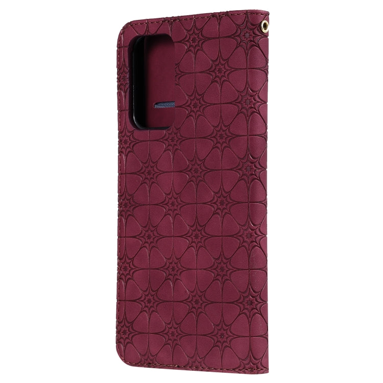 For Samsung Galaxy A52 5G / 4G Lucky Flowers Embossing Pattern Magnetic Horizontal Flip Leather Case with Holder & Card Slots