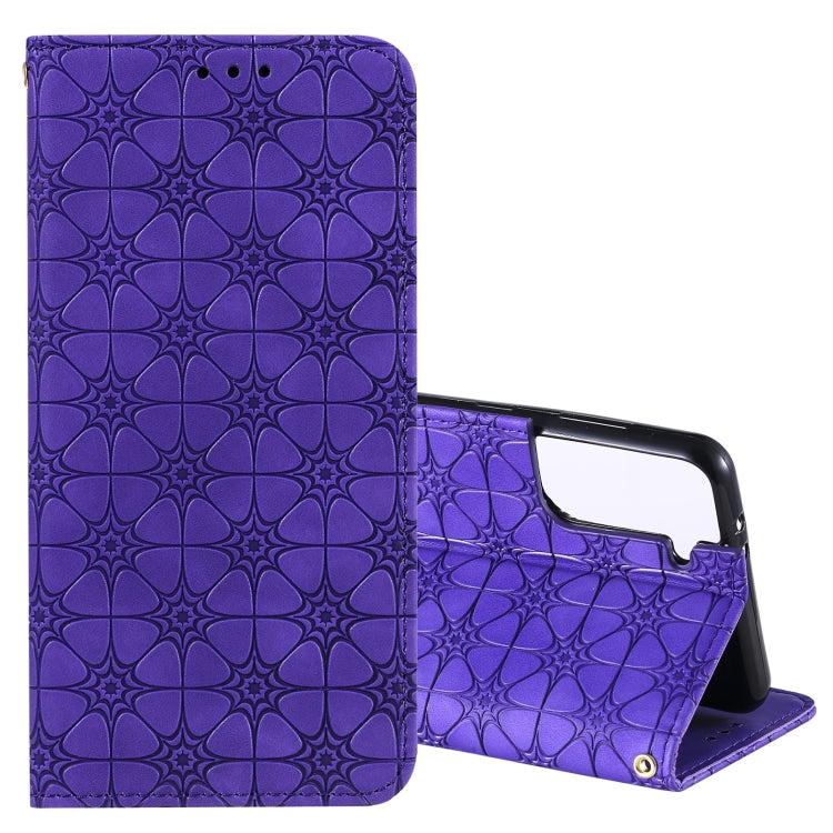 For Samsung Galaxy S21+ 5G Lucky Flowers Embossing Pattern Magnetic Horizontal Flip Leather Case with Holder & Card Slots