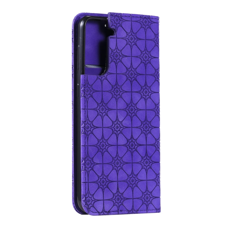 For Samsung Galaxy S21+ 5G Lucky Flowers Embossing Pattern Magnetic Horizontal Flip Leather Case with Holder & Card Slots