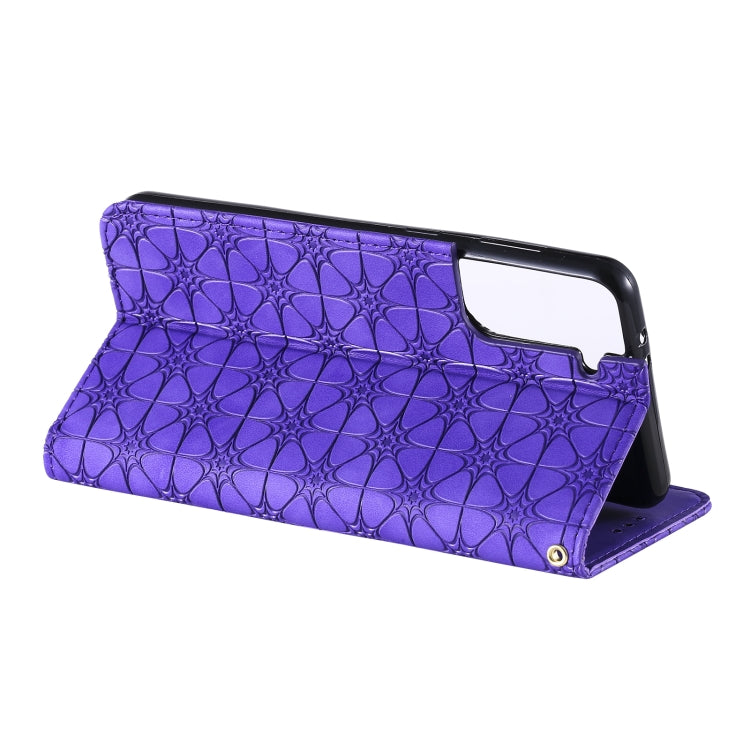 For Samsung Galaxy S21+ 5G Lucky Flowers Embossing Pattern Magnetic Horizontal Flip Leather Case with Holder & Card Slots