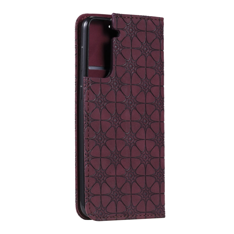 For Samsung Galaxy S21+ 5G Lucky Flowers Embossing Pattern Magnetic Horizontal Flip Leather Case with Holder & Card Slots