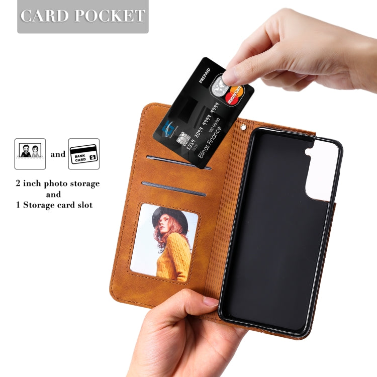 For Samsung Galaxy S21+ 5G Lucky Flowers Embossing Pattern Magnetic Horizontal Flip Leather Case with Holder & Card Slots