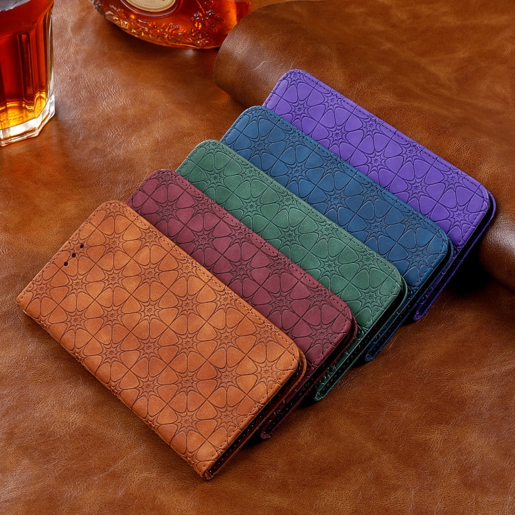 For Samsung Galaxy S21+ 5G Lucky Flowers Embossing Pattern Magnetic Horizontal Flip Leather Case with Holder & Card Slots