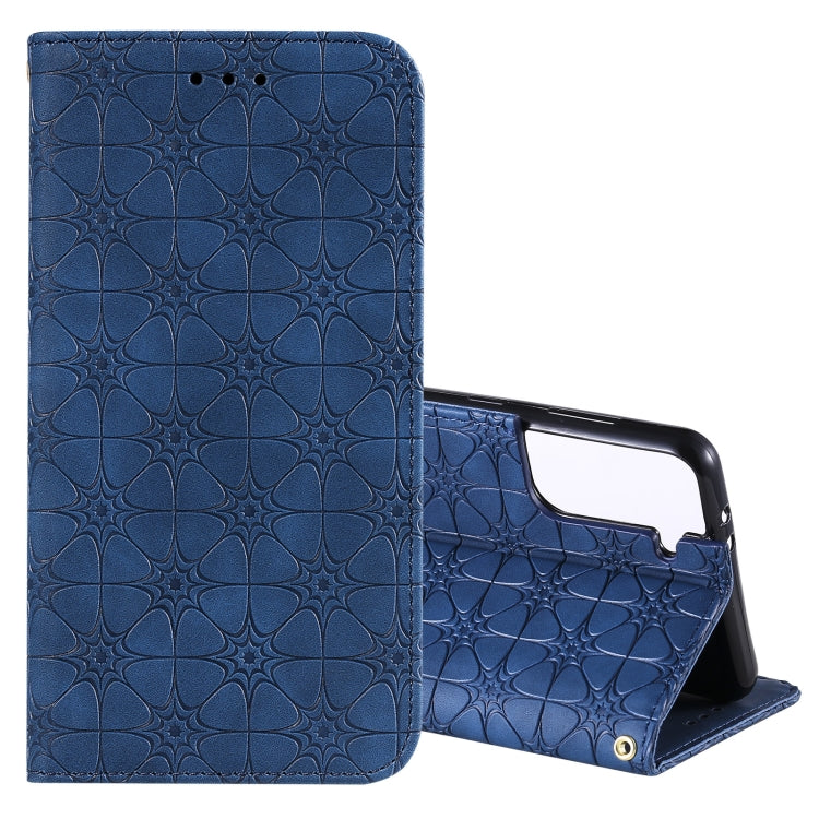 For Samsung Galaxy S21 5G Lucky Flowers Embossing Pattern Magnetic Horizontal Flip Leather Case with Holder & Card Slots