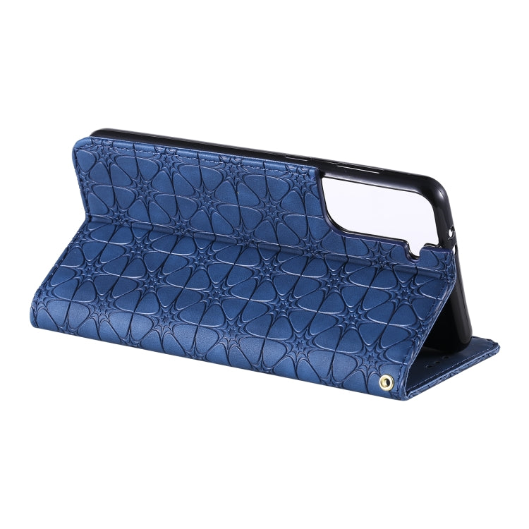 For Samsung Galaxy S21 5G Lucky Flowers Embossing Pattern Magnetic Horizontal Flip Leather Case with Holder & Card Slots