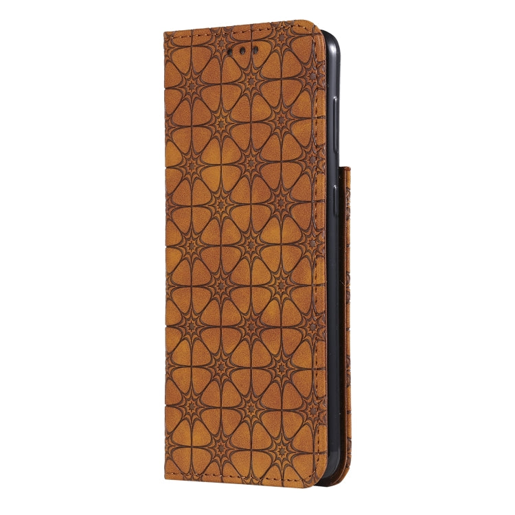 For Samsung Galaxy S21 5G Lucky Flowers Embossing Pattern Magnetic Horizontal Flip Leather Case with Holder & Card Slots