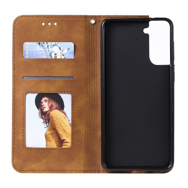 For Samsung Galaxy S21 5G Lucky Flowers Embossing Pattern Magnetic Horizontal Flip Leather Case with Holder & Card Slots