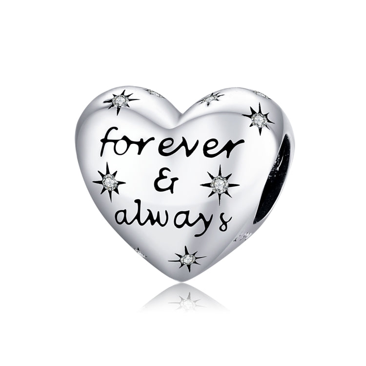 S925 Sterling Silver Shiny Heart Lettering Beads DIY Bracelet Necklace Accessories