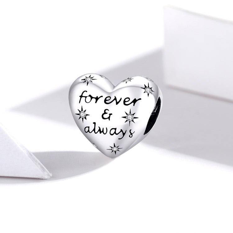 S925 Sterling Silver Shiny Heart Lettering Beads DIY Bracelet Necklace Accessories