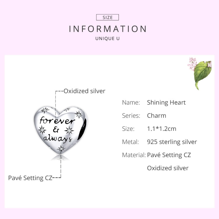 S925 Sterling Silver Shiny Heart Lettering Beads DIY Bracelet Necklace Accessories