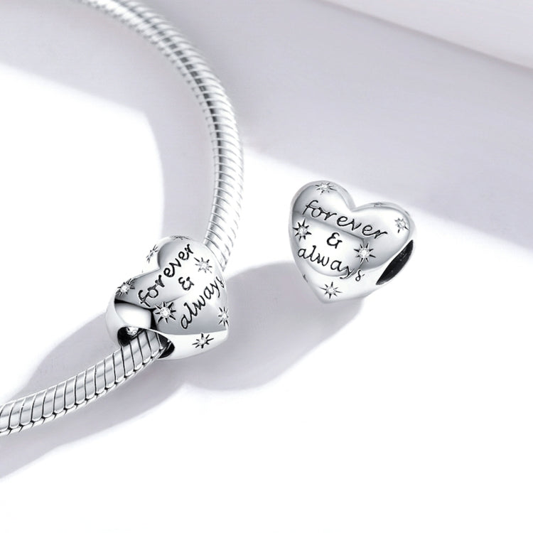 S925 Sterling Silver Shiny Heart Lettering Beads DIY Bracelet Necklace Accessories