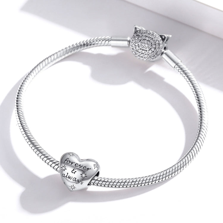 S925 Sterling Silver Shiny Heart Lettering Beads DIY Bracelet Necklace Accessories