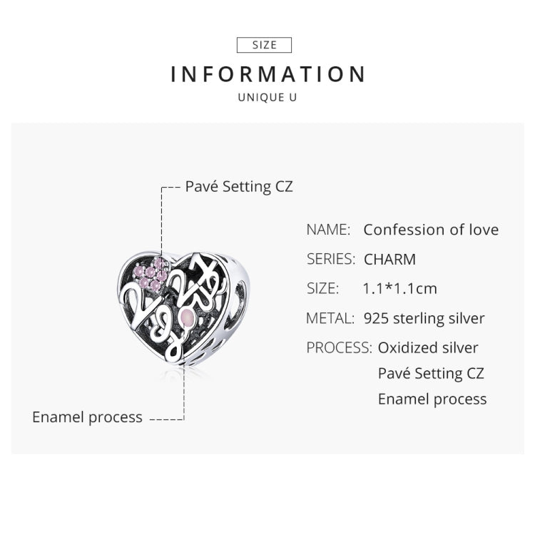S925 Sterling Silver Love Confession Beads DIY Bracelet Necklace Accessories