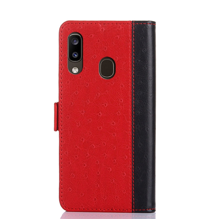 For Samsung Galaxy A20 Ostrich Texture PU + TPU Horizontal Flip Leather Case with Holder & Card Slots & Wallet
