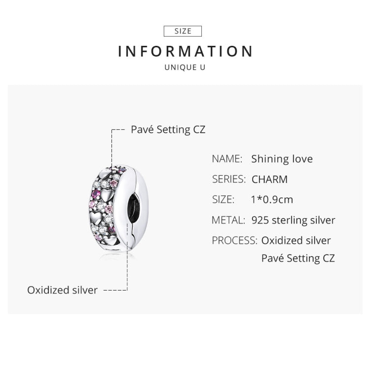 S925 Sterling Silver Shining Love Beads DIY Bracelet Necklace Accessories