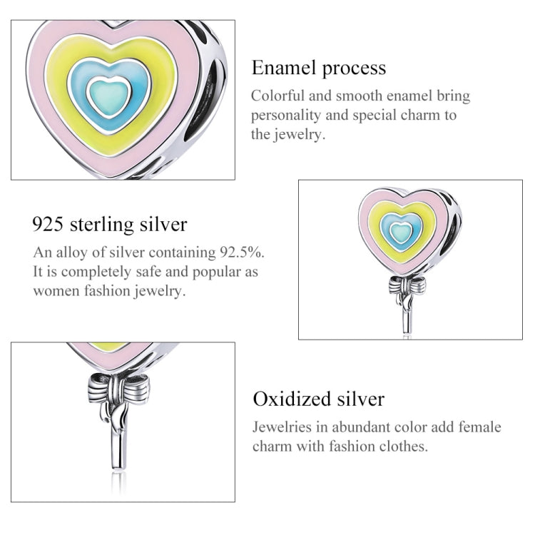 S925 Sterling Silver Heart Lollipop Beads DIY Bracelet Necklace Accessories