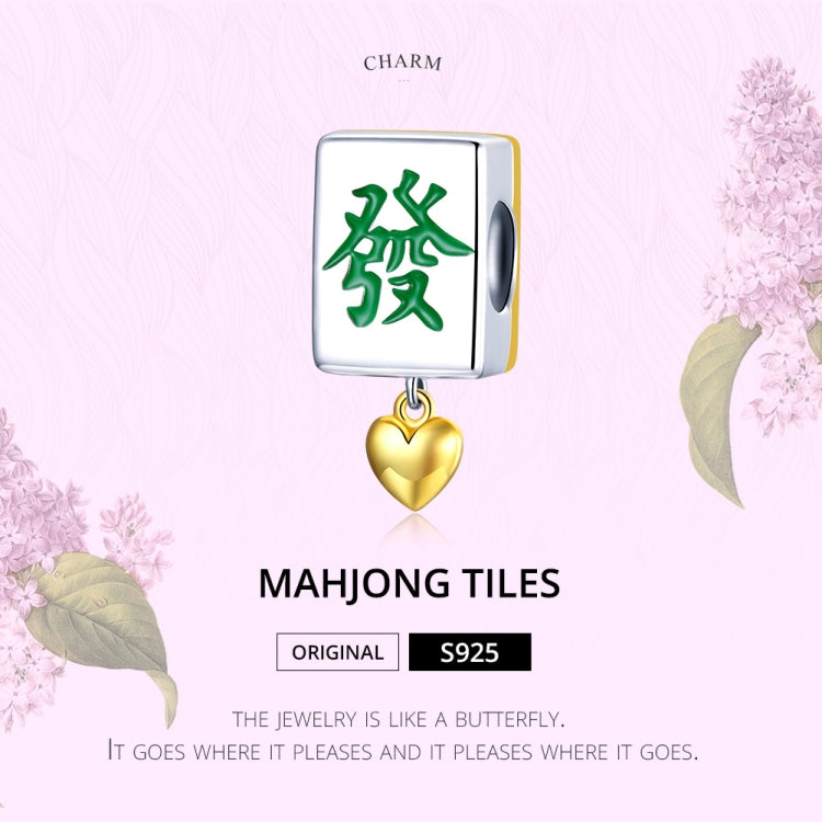 S925 Sterling Silver Mahjong Tiles Beads DIY Bracelet Necklace Accessories